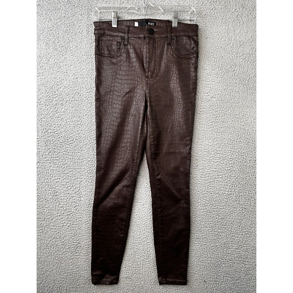 KUT From The Kloth Jeans Size 4 Brown Connie High Rise Ankle Skinny Coated Snake